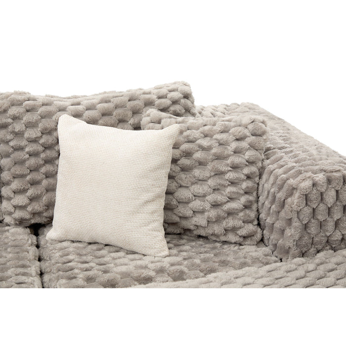 Modular Sectional Sofa, Boneless Couch With 2 Movable Ottomans