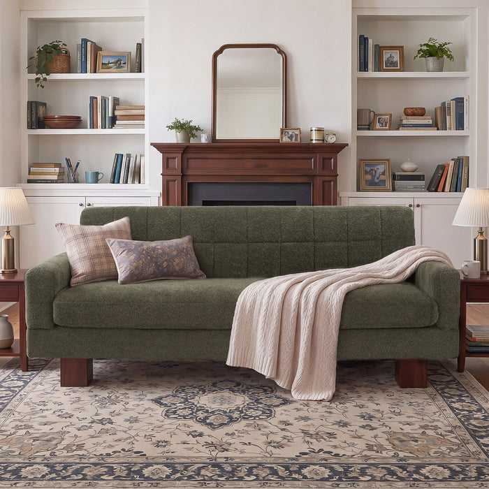 Modern Loveseat Sofa, 2 Seater With Square Arms For Living Room