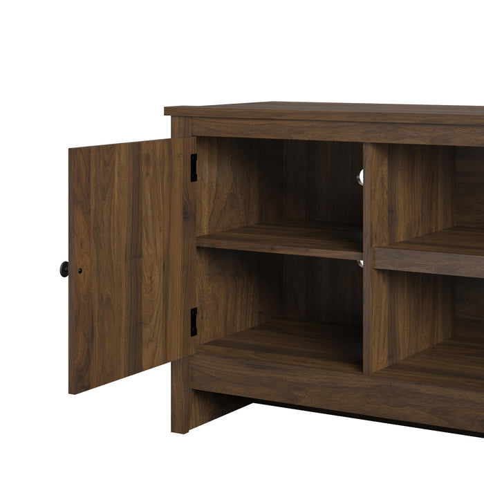 TV Stand For TVs Up To 65" With Open Shelves And Storage Cabinets - Walnut