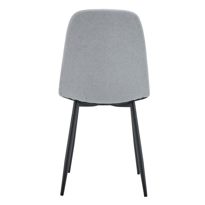 Modern Medieval Style Cushioned Side Chairs Set With Black Metal Legs For Kitchens