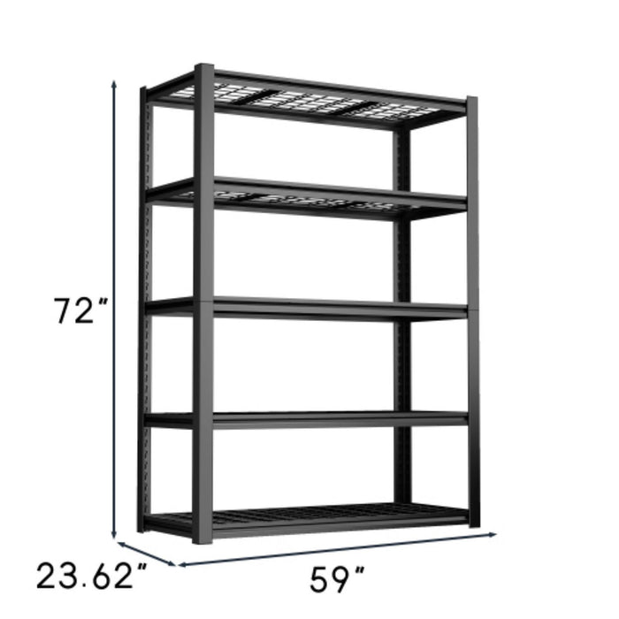 Garage Storage Rack, 5 Layer Adjustable Shelving Unit For Warehouse - Black