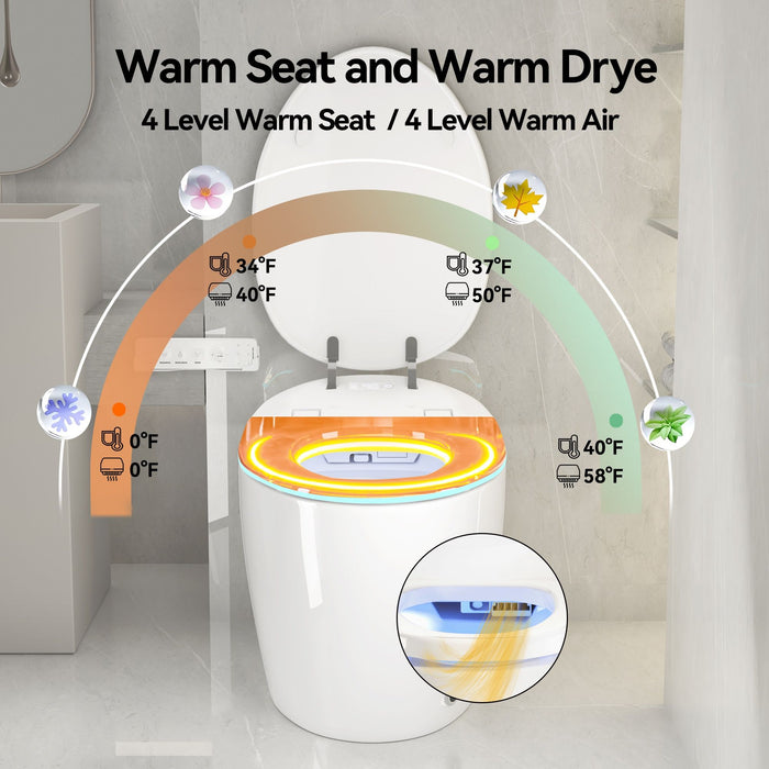 Unique Smart Toile With Built In Bidet, Auto Open / Close Seat, Foot Sensor, LED Display, Night Light, Warm Water & Dryer Ceramic