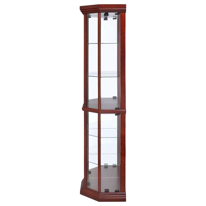 Jacob - 6 Shelf Curio Display Cabinet - Red / Brown