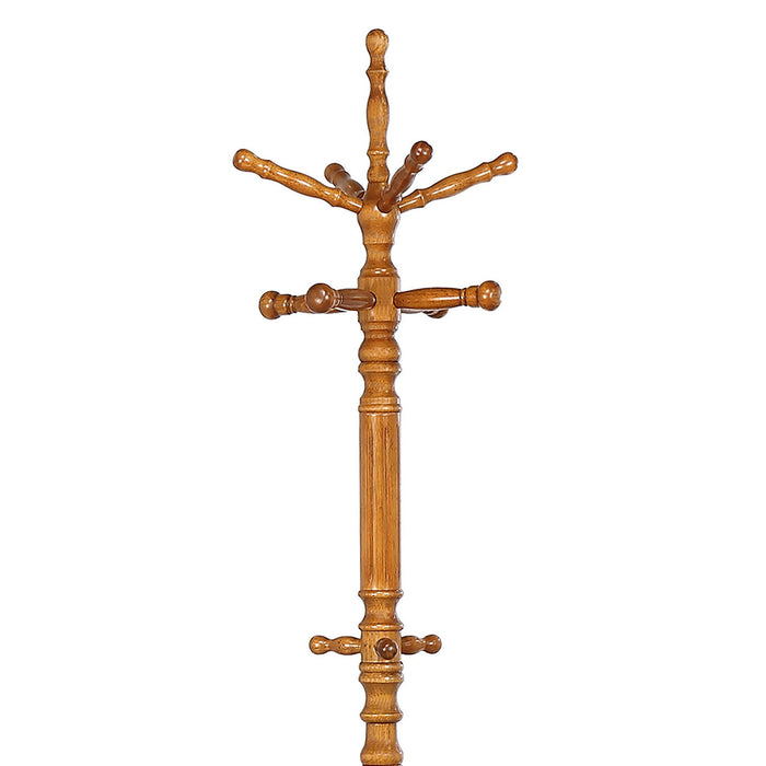 Cosman - 11 Hook Freestanding Coat Rack With Hanger - Brown
