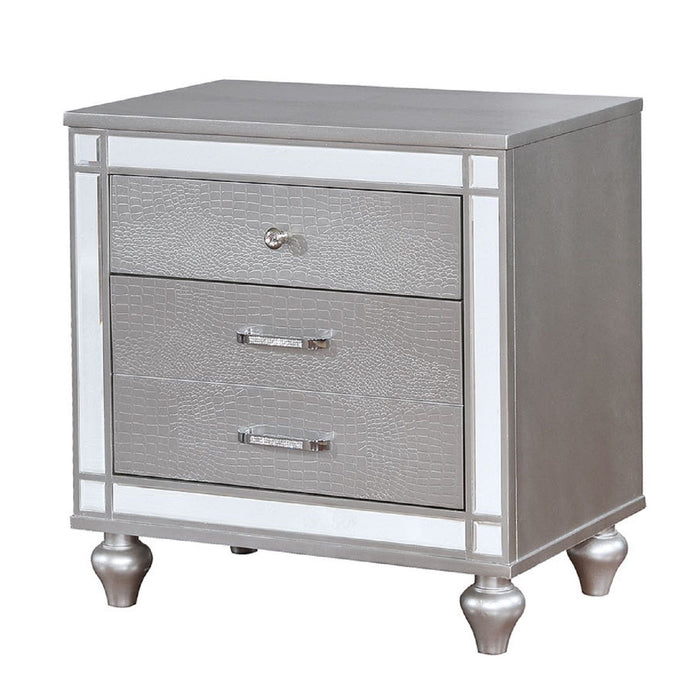 Contemporary Nightstand With Crocodile Textured Trim
