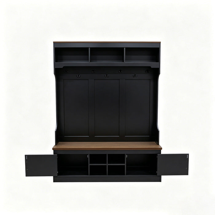 Farmhouse Hall Tree With Bench And Shoe Storage