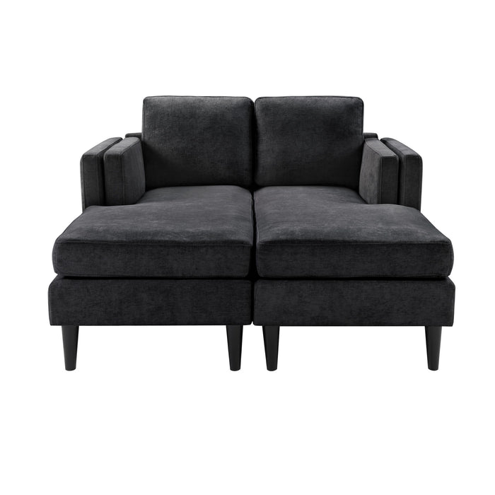Chaise Lounge Sofa Bed With Dual Layer Armrests For Living Room