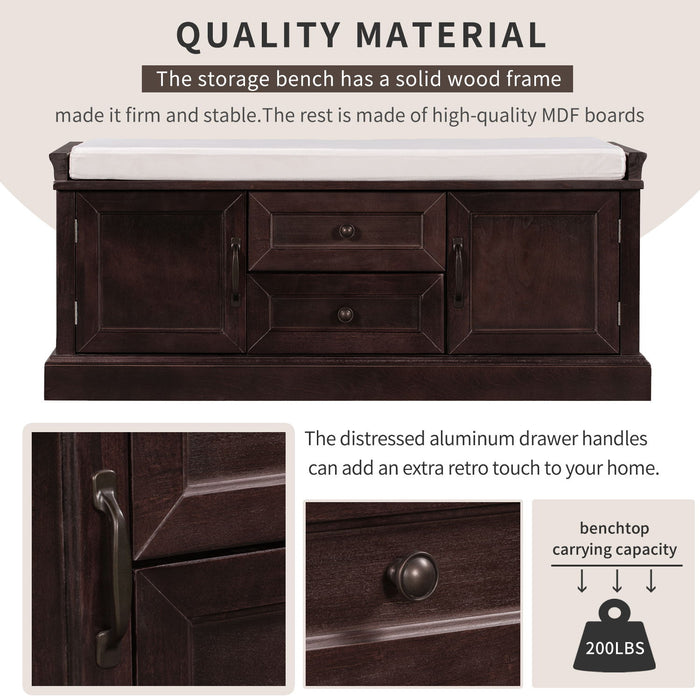 Hearth & Haven Daisy - Storage Bench With 2 Drawers And 2 Cabinets