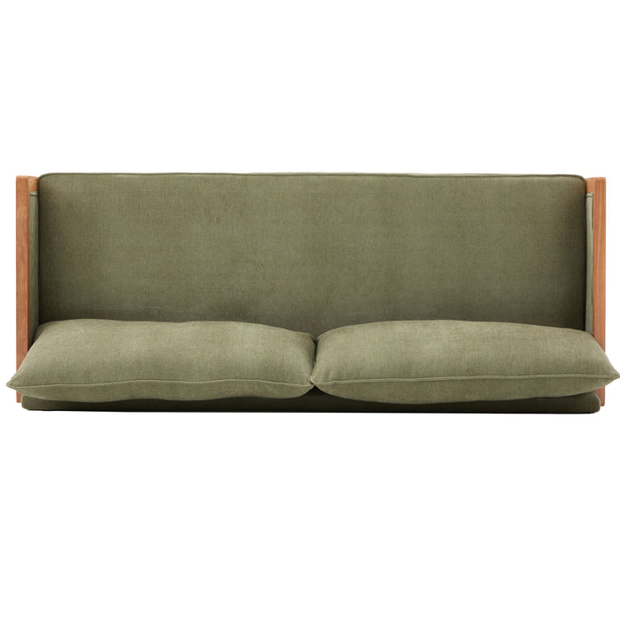 Modern 3 Seater Sofa With Wood Armrests
