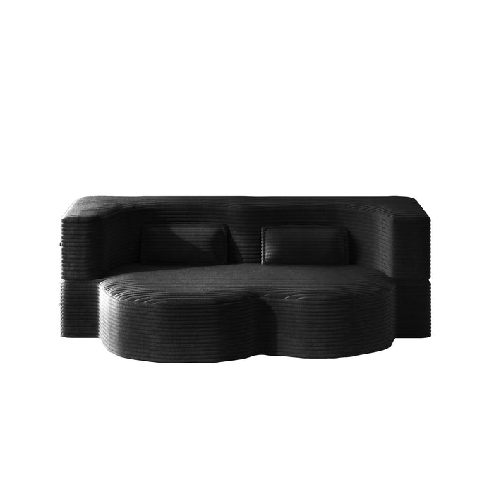 Modern Floor Sofa With 2 Pillows, Convertible Twin Size Folding Mattress For Living Room