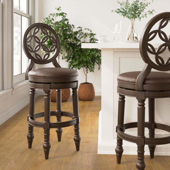 Stool With Back And Swivel Upholstered Seat
