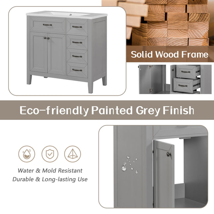 Modern Bathroom Vanity With Sink, Freestanding Design With Drawers And Doors