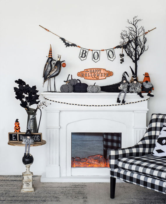 Iron Boo Banner With Bats, For Halloween Holiday Decor - Black / Gray / Orange