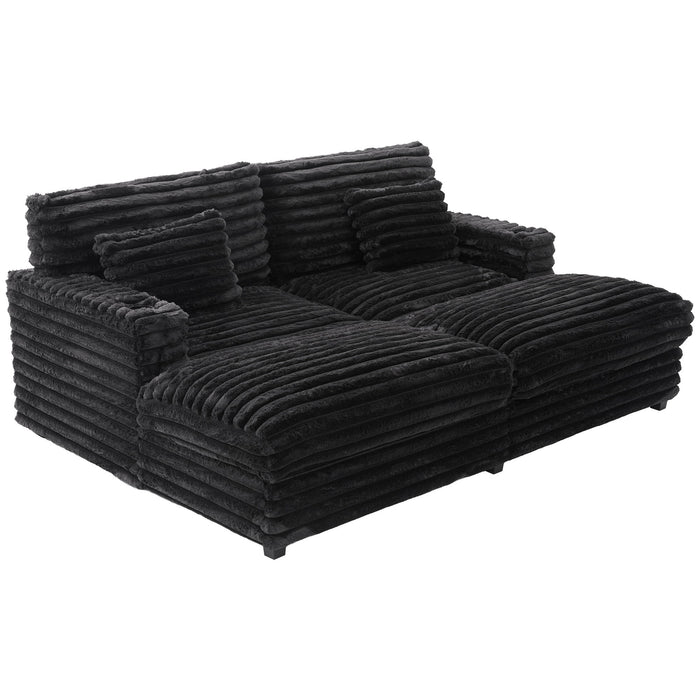 Plush Oversized Double Chaise Lounge Sofa Bed With USB Ports And Cup Holders