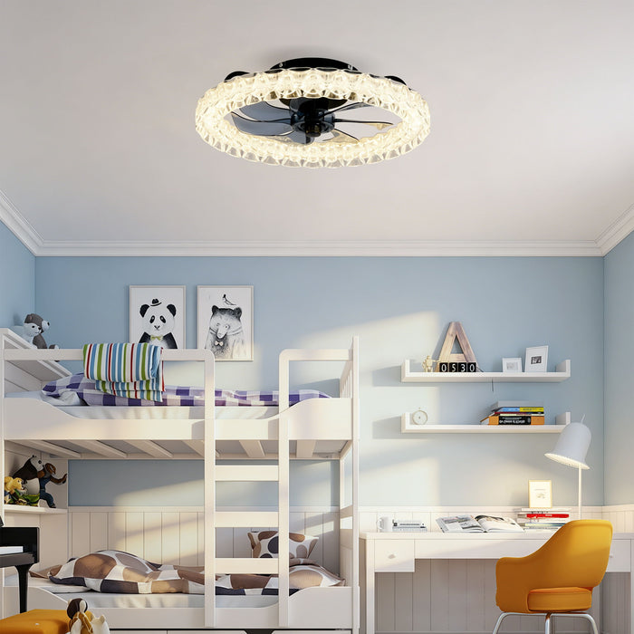 LED Light Source And Remote Control, 3000 - 6500K Dimmable Flush Mount LED Fan Light, 6 Speeds, Quiet DC Motor - Matte Black