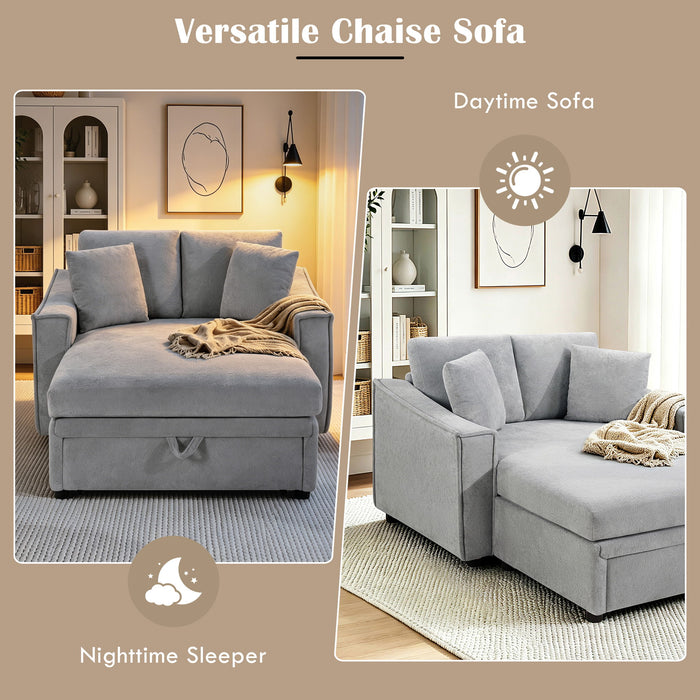 Modern Chaise Sofa With Hidden Storage For Living Room