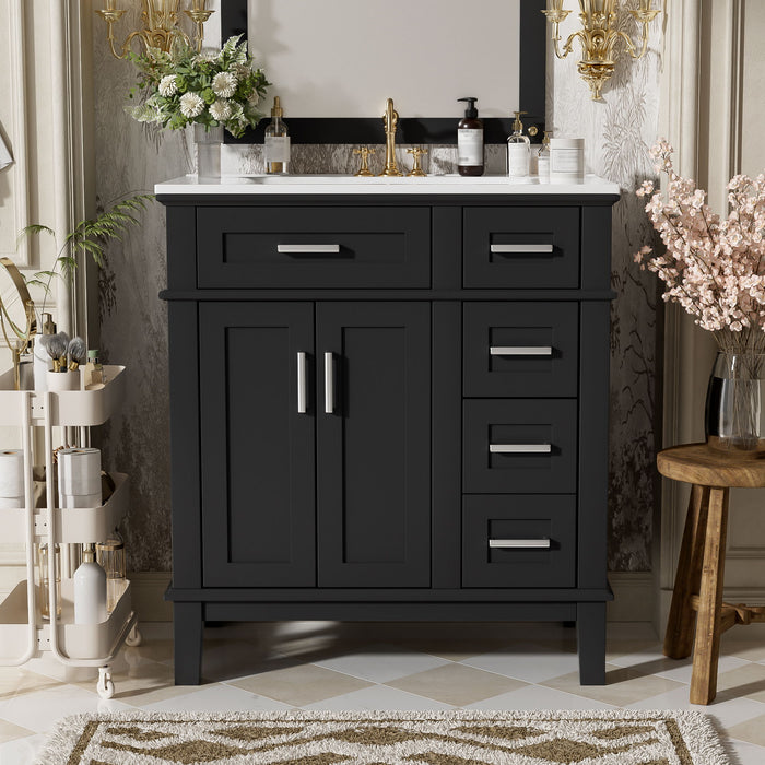 Modern Bathroom Vanity With Sink, Storage Cabinet, Soft Close Doors, Deep & Standard Drawers