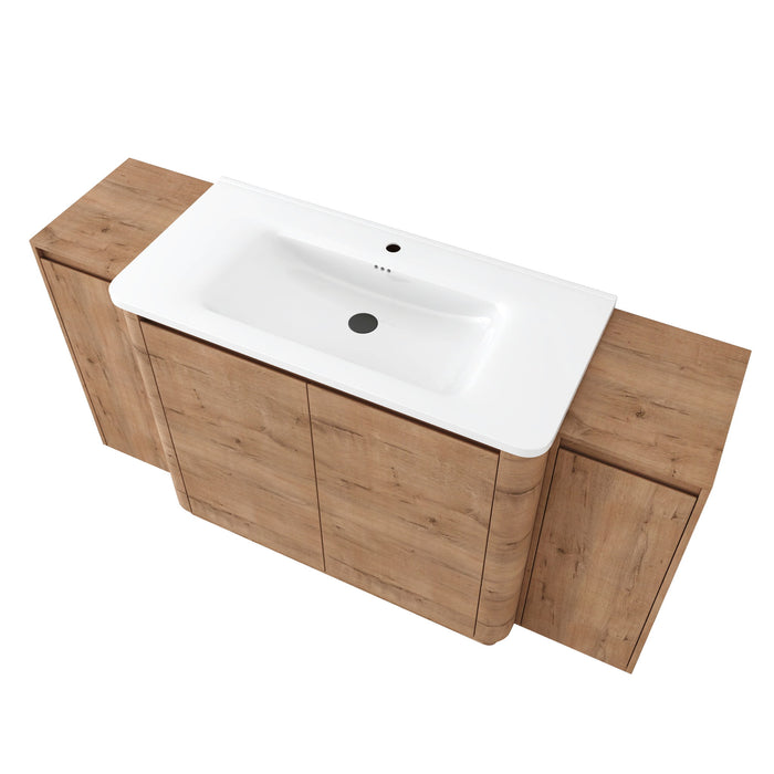 Freestanding Bathroom Vanity With Sink, 2 Small Storage Cabinets, Soft Close Doors
