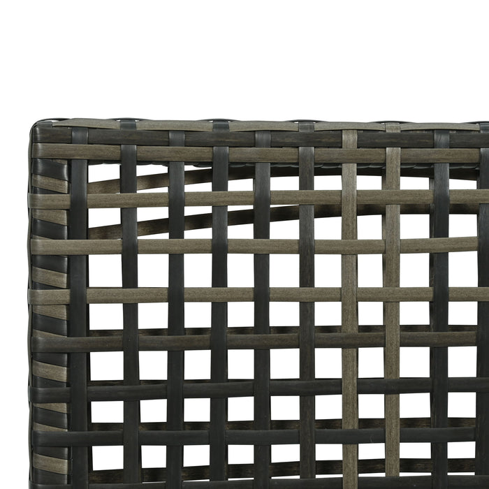 6 Piece Patio Set, Half Moon Outdoor Sectional Sofa With 2 High Low Coffee Tables, 4 Pillows & Cushions