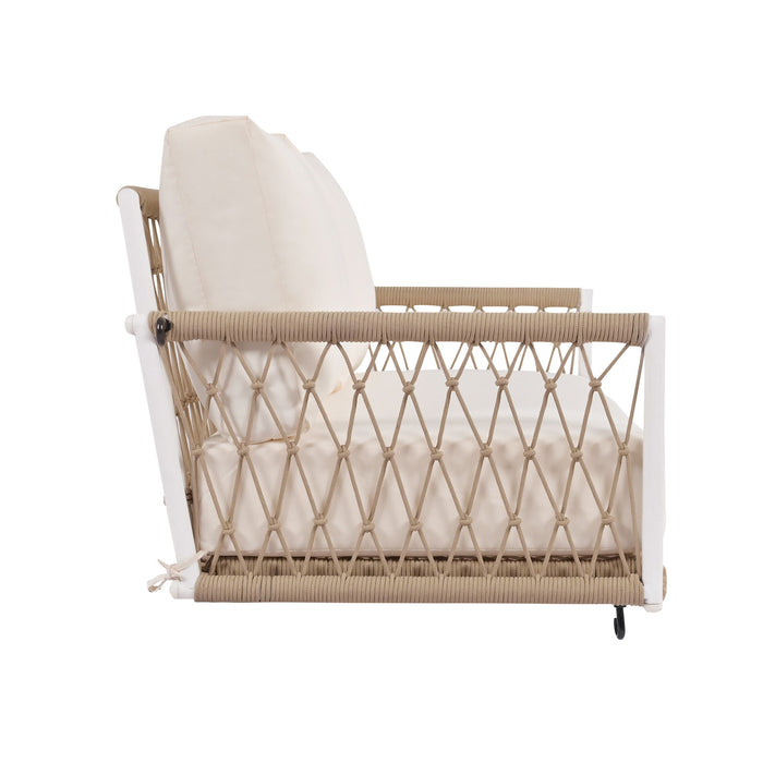 Outdoor Swing Sofa With Soft Cushions For Patio - Beige