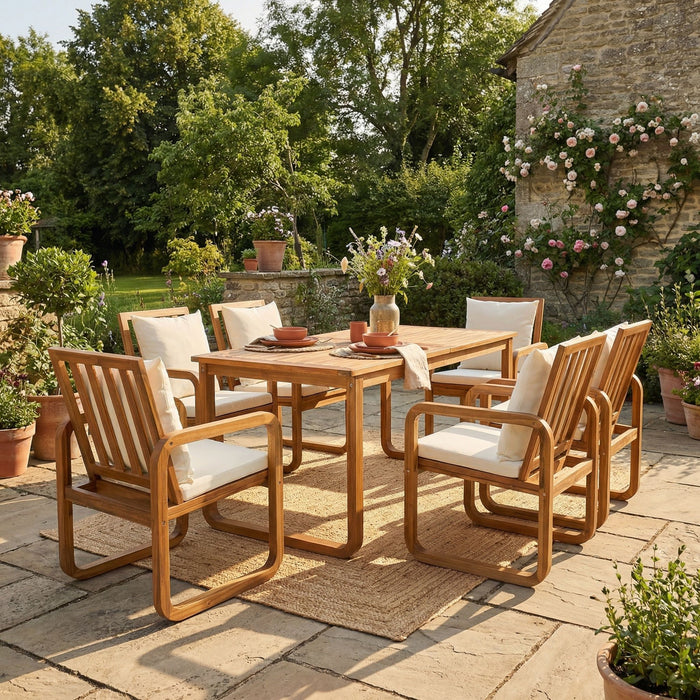 7 Piece Outdoor Patio Dining Set With Removable Cushions