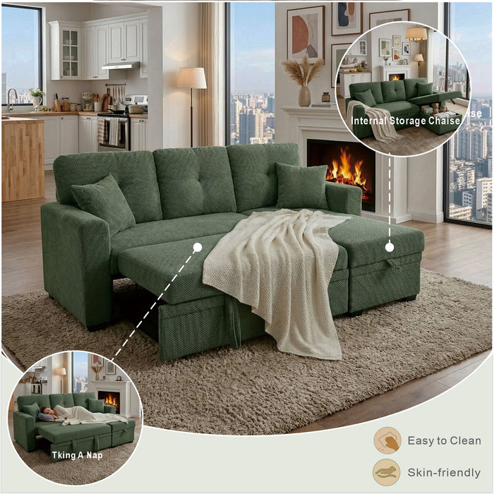 Sleeper Sectional With Pull Out Bed, Reversible Chaise