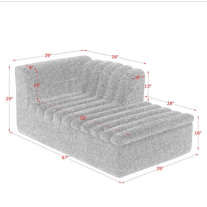 Upholstered L-Shaped Modular Sectional Sofa With Chaise, Wave-Shaped Armrest