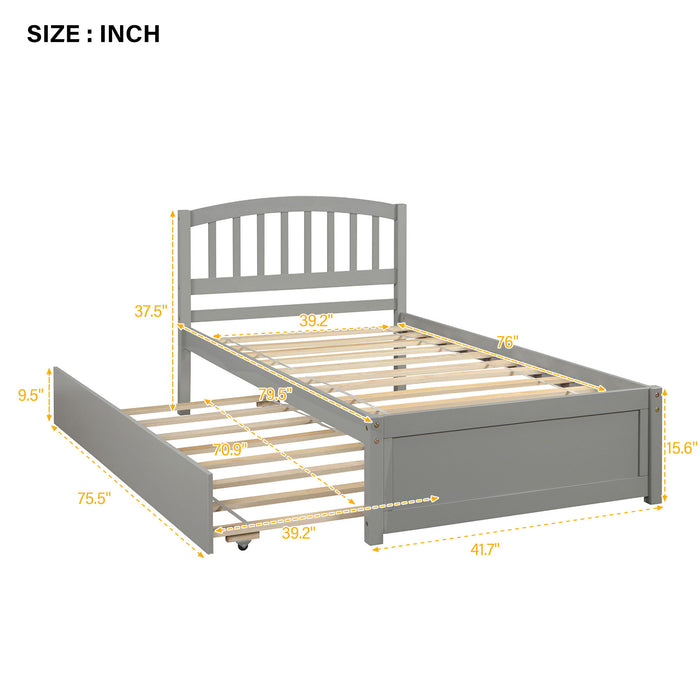Platform Bed Wood Bed Frame With Trundle