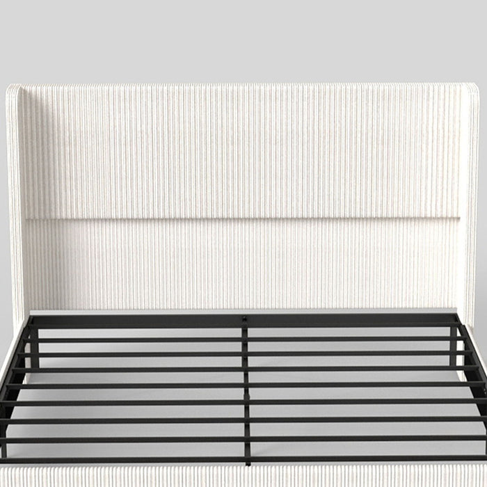 Upholstered Bed Frame With Luxury Wingback Headboard