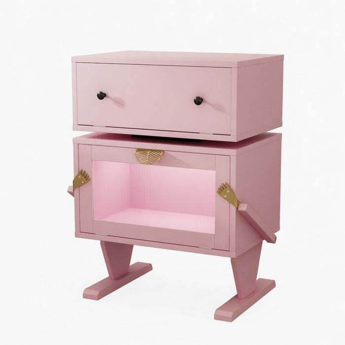 Robot LED Nightstand With 360° Rotating Drawer