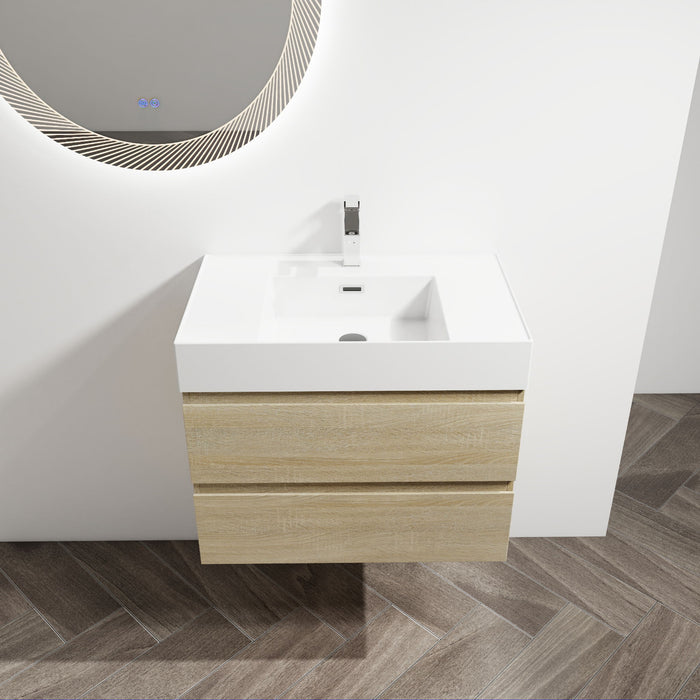 Wall Mounted Bathroom Vanity And Sink, 2 Soft Close Drawers