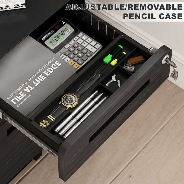 3 Drawer Mobile File Cabinet Under Desk Office, Simple Style Versatile Storage Cabinet For Legal / Letter / A4 Files, 5 Wheel Design Anti-Tilting Cold Rolled Steel Waterproof Moisture-Proof