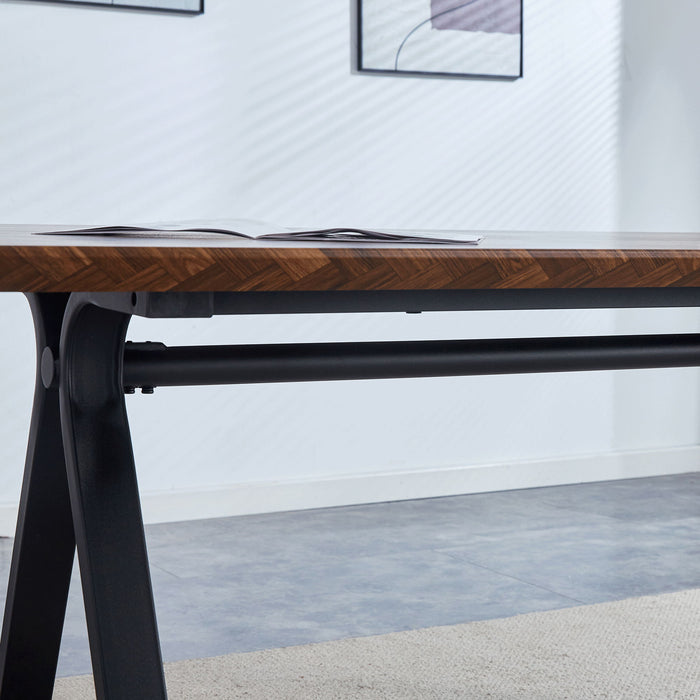 Herringbone Pattern Dining Table A Perfect Match For Modern Minimalist And Industrial Home Styles - Walnut