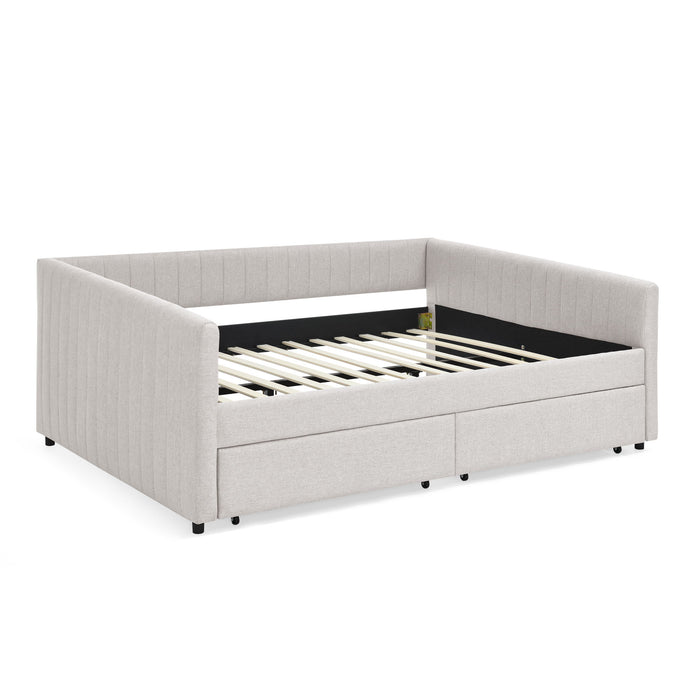 Upholstered Queen Daybed With 2 Drawers