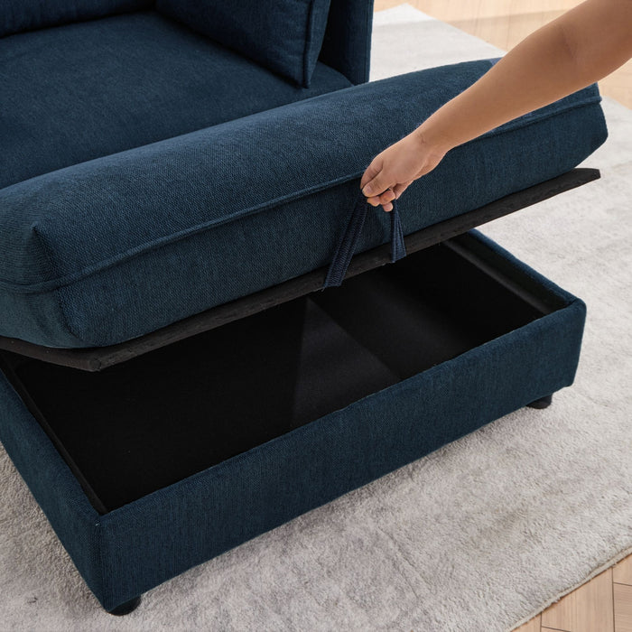 Oversized Deep Seat Accent Chair With Matching Storage Ottoman & Throw Pillows