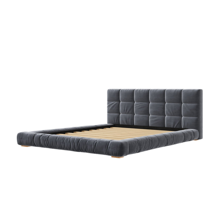 Upholstered Platform Bed Frame With Tufted Headboard