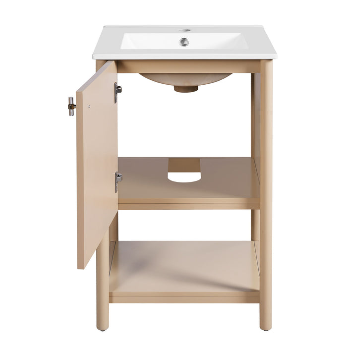 Bathroom Vanity With Sink, Freestanding Single Cabinet Set - Cream White