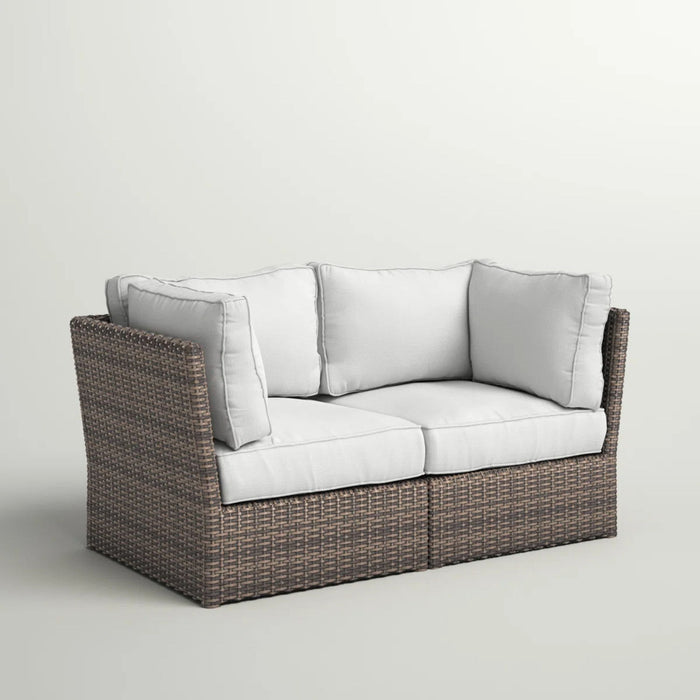 Modern Patio Wicker Loveseat With Cushions