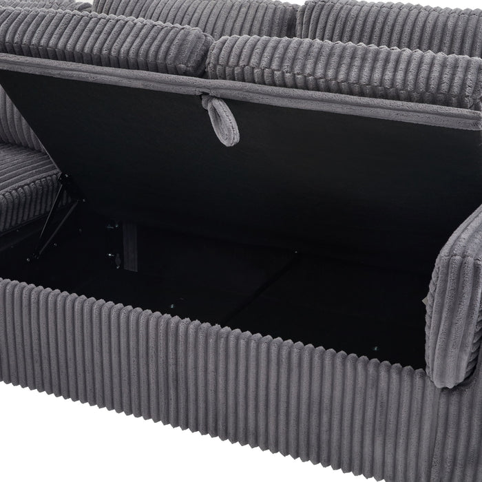 Convertible U-Shaped Sectional Sofa Bed With USB Ports And Storage