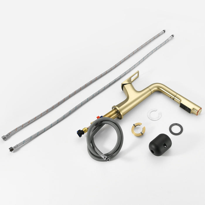 Pull Down Vessel Faucet With Lift Spout & Dual Spray Modes