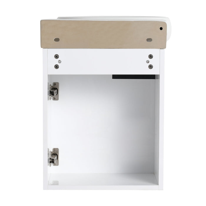 Soft Close Doors Bathroom Vanity With Sink, Compact Wall Mounted Design Basin