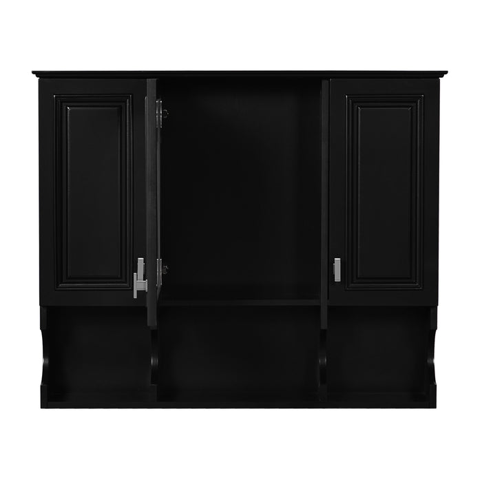 Wall Mounted Bathroom Medicine Wall Cabinet With Mirror & Open Shelves