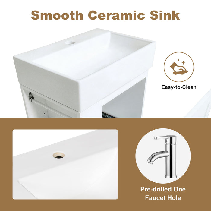 Modern Bathroom Vanity With Sink, Storage Cabinet, Drawer & Side Shelf
