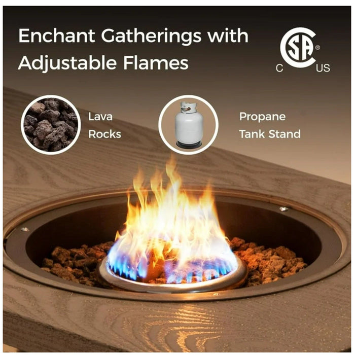 3 In 1 Outdoor Propane Fire Pit Table 50, 000 BTU With Ice Bucket - Gray