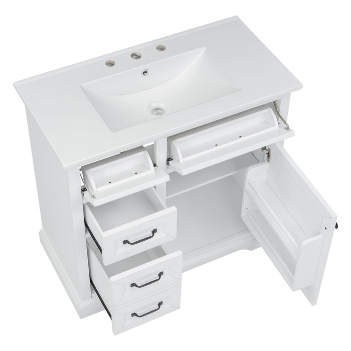 Modern Bathroom Vanity With Sink Top, 4 Drawers And 1 Soft-Close Door