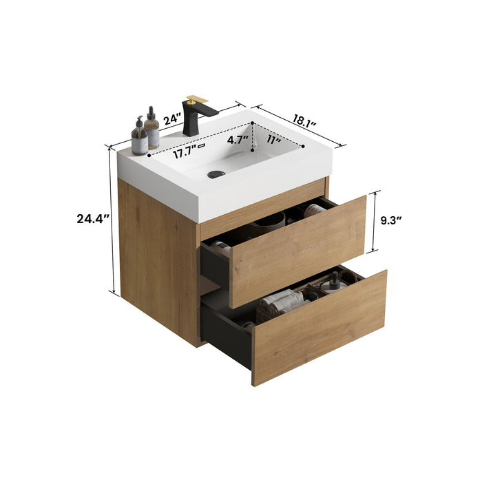 Alice - Bathroom Vanity With Sink, Large Storage Wall Mounted Floating Bathroom Vanity For Modern Bathroom