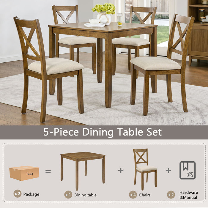 5 Piece Counter Height Dining Table Set With 4 Chairs