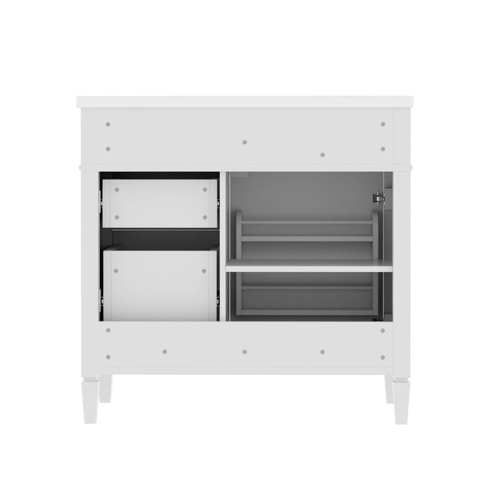 Bathroom Vanity With Top Sink, 2 Drawers, Tip Out Drawer