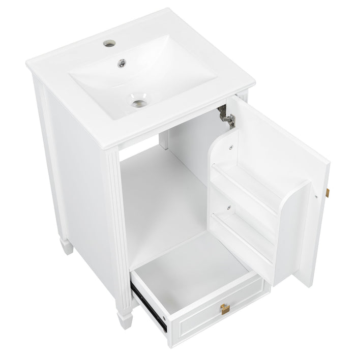 Freestanding Bathroom Vanity With Sink, Soft Closing Door, Drawer Storage - White