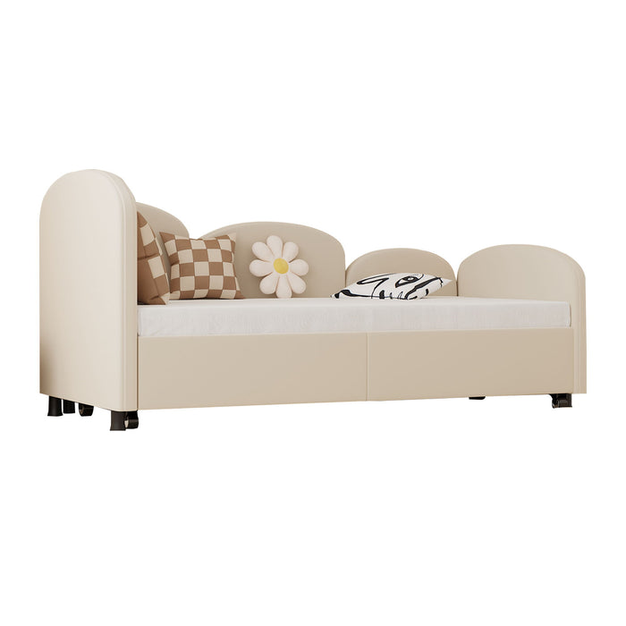 Modern Velvet Upholstered Daybed With Additional Bed Frame
